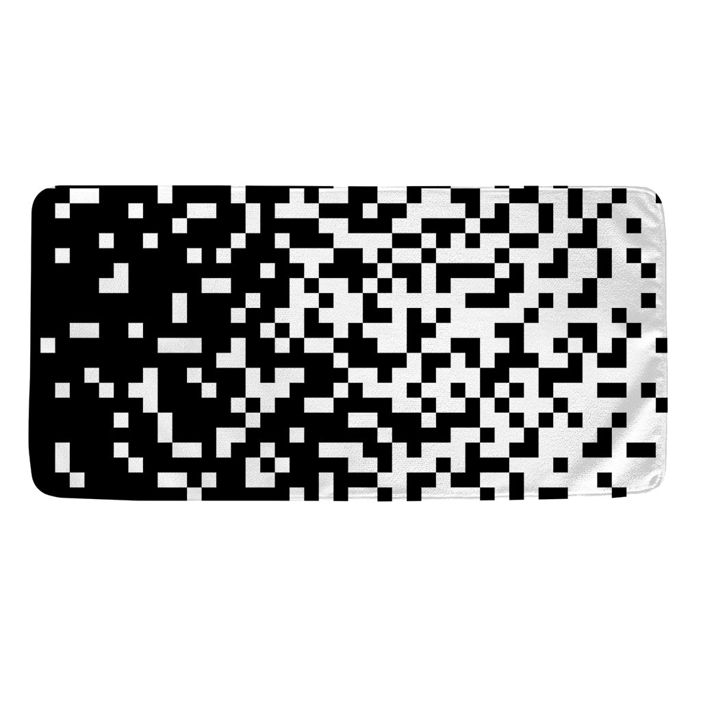 Black And White Pixel Pattern Print Towel