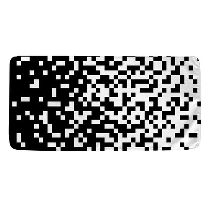 Black And White Pixel Pattern Print Towel