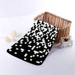 Black And White Pixel Pattern Print Towel