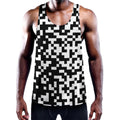 Black And White Pixel Pattern Print Men's Workout Tank Top