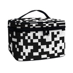 Black And White Pixel Pattern Print Travel Makeup Bag