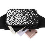 Black And White Pixel Pattern Print Waist Bag
