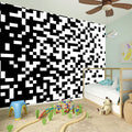 Black And White Pixel Pattern Print Wall Sticker