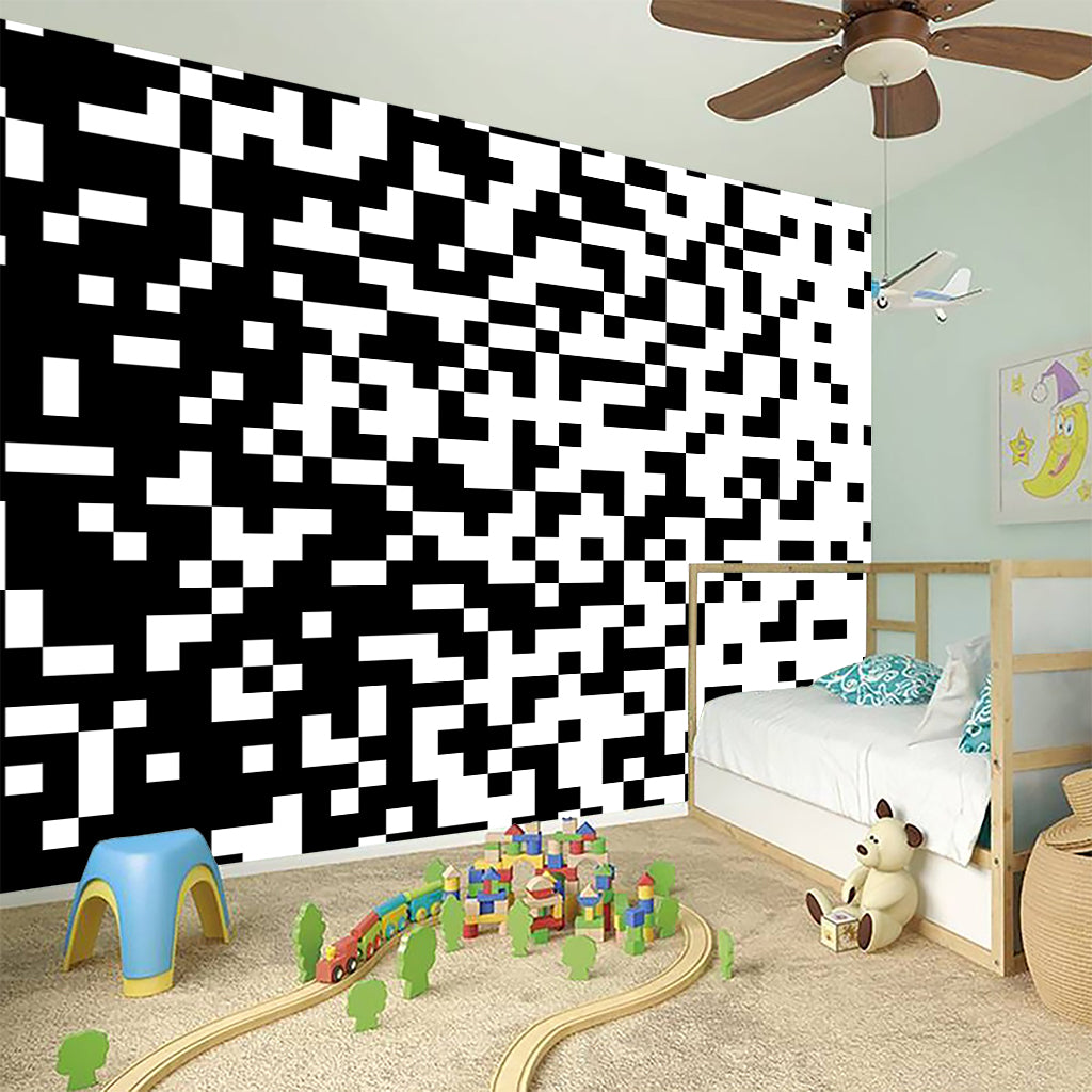 Black And White Pixel Pattern Print Wall Sticker