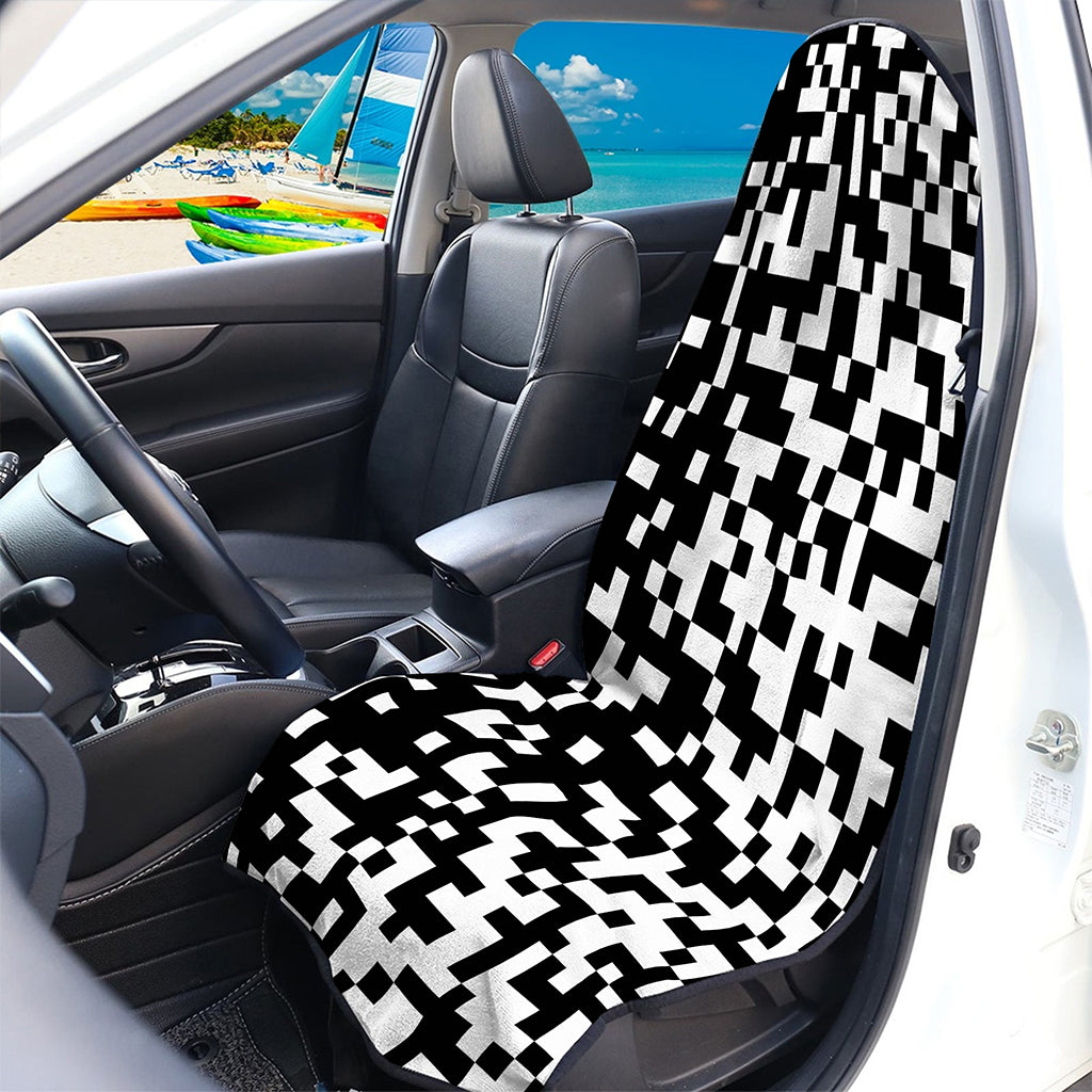 Black And White Pixel Pattern Print Waterproof Car Seat Cover
