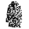 Black And White Pixel Pattern Print Women's Bathrobe