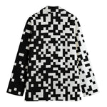 Black And White Pixel Pattern Print Women's Blazer
