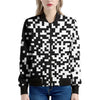 Black And White Pixel Pattern Print Women's Bomber Jacket