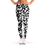 Black And White Pixel Pattern Print Women's Leggings