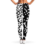 Black And White Pixel Pattern Print Women's Leggings