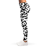 Black And White Pixel Pattern Print Women's Leggings
