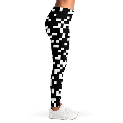 Black And White Pixel Pattern Print Women's Leggings