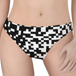 Black And White Pixel Pattern Print Women's Thong