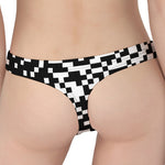 Black And White Pixel Pattern Print Women's Thong
