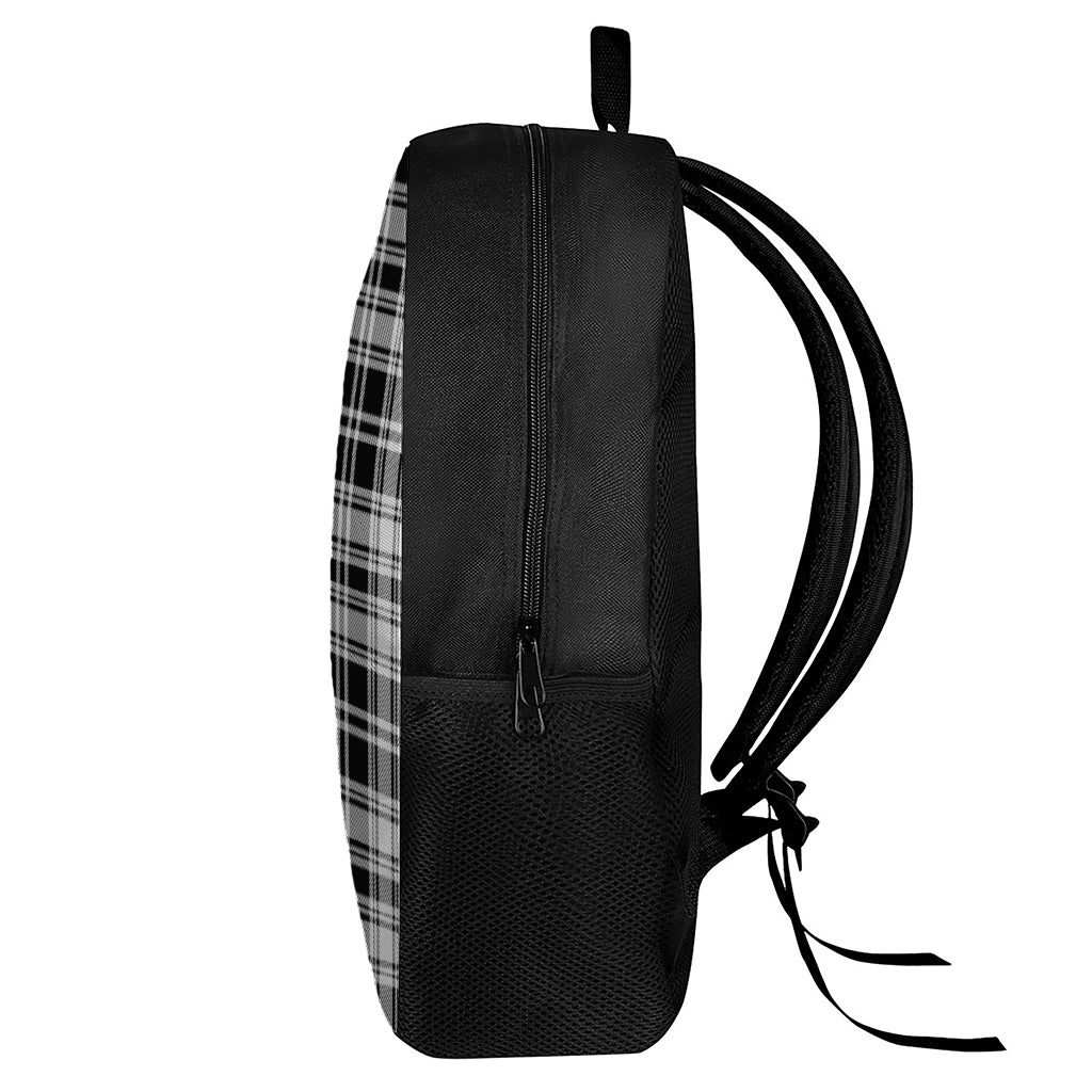 Black And White Plaid Pattern Print 17 Inch Backpack