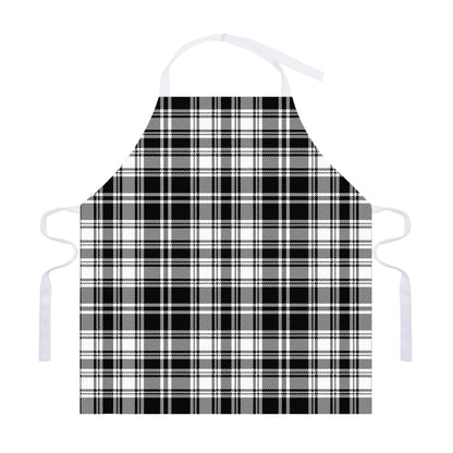 Black And White Plaid Pattern Print Adjustable Apron