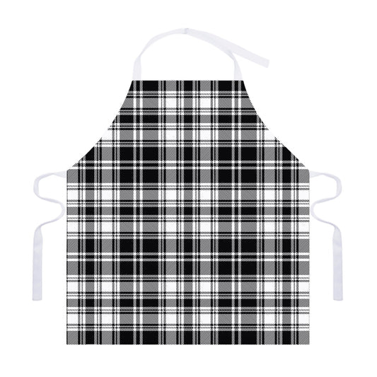 Black And White Plaid Pattern Print Adjustable Apron