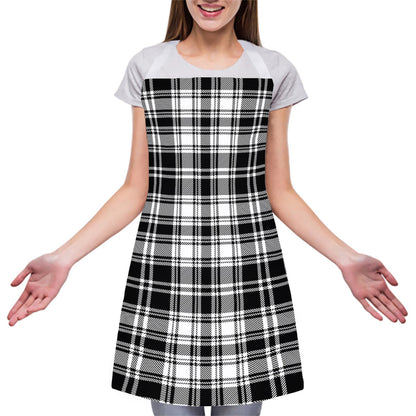 Black And White Plaid Pattern Print Adjustable Apron