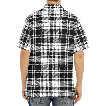 Black And White Plaid Pattern Print Aloha Shirt