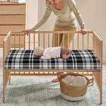 Black And White Plaid Pattern Print Baby Crib Sheet