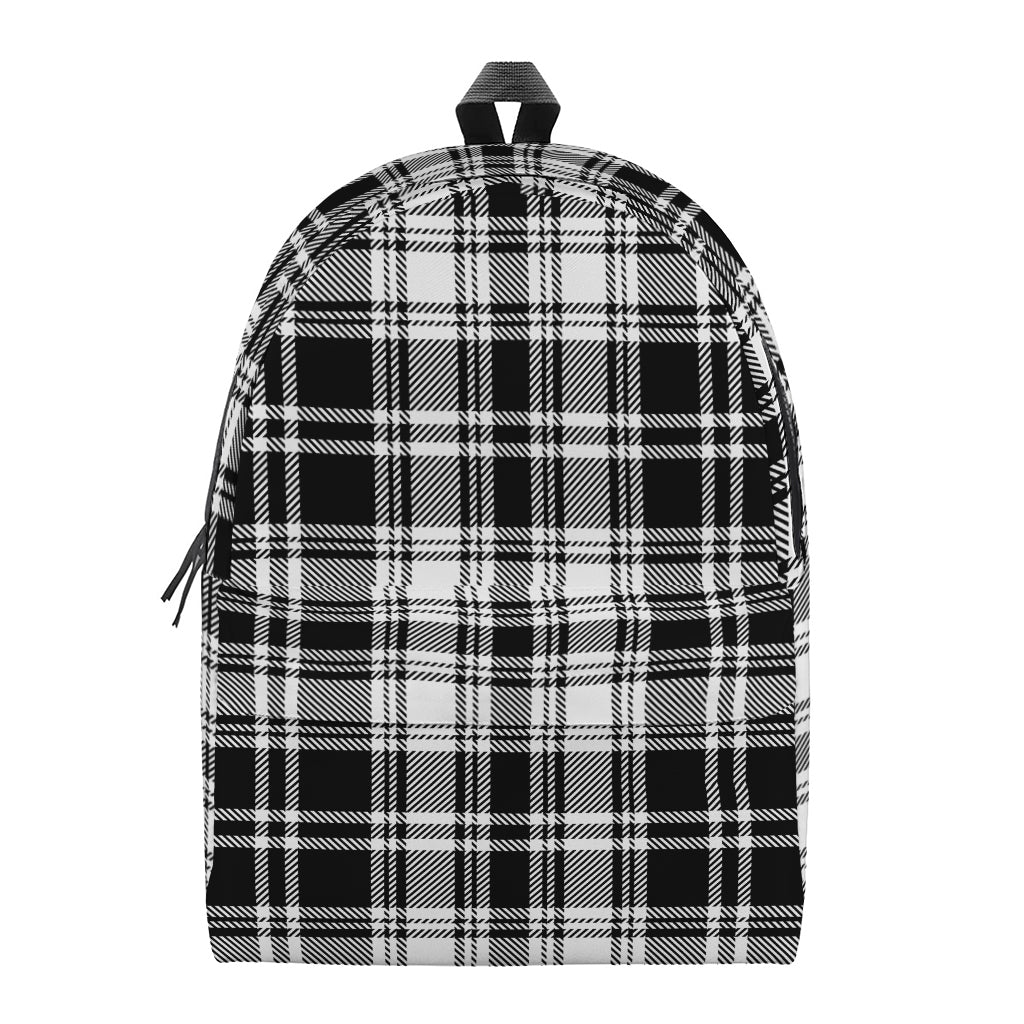 Black And White Plaid Pattern Print Backpack