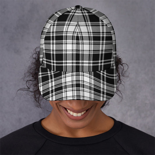 Black And White Plaid Pattern Print Baseball Cap