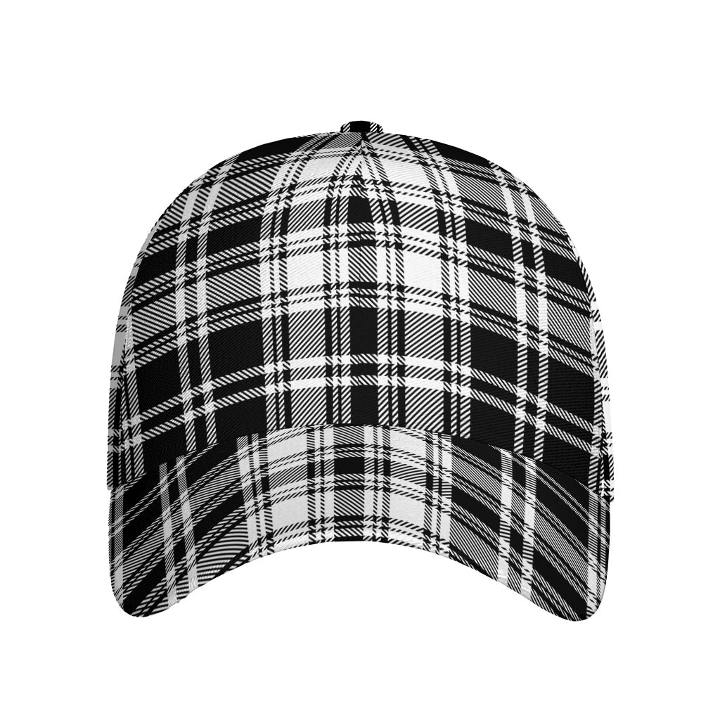 Black And White Plaid Pattern Print Baseball Cap
