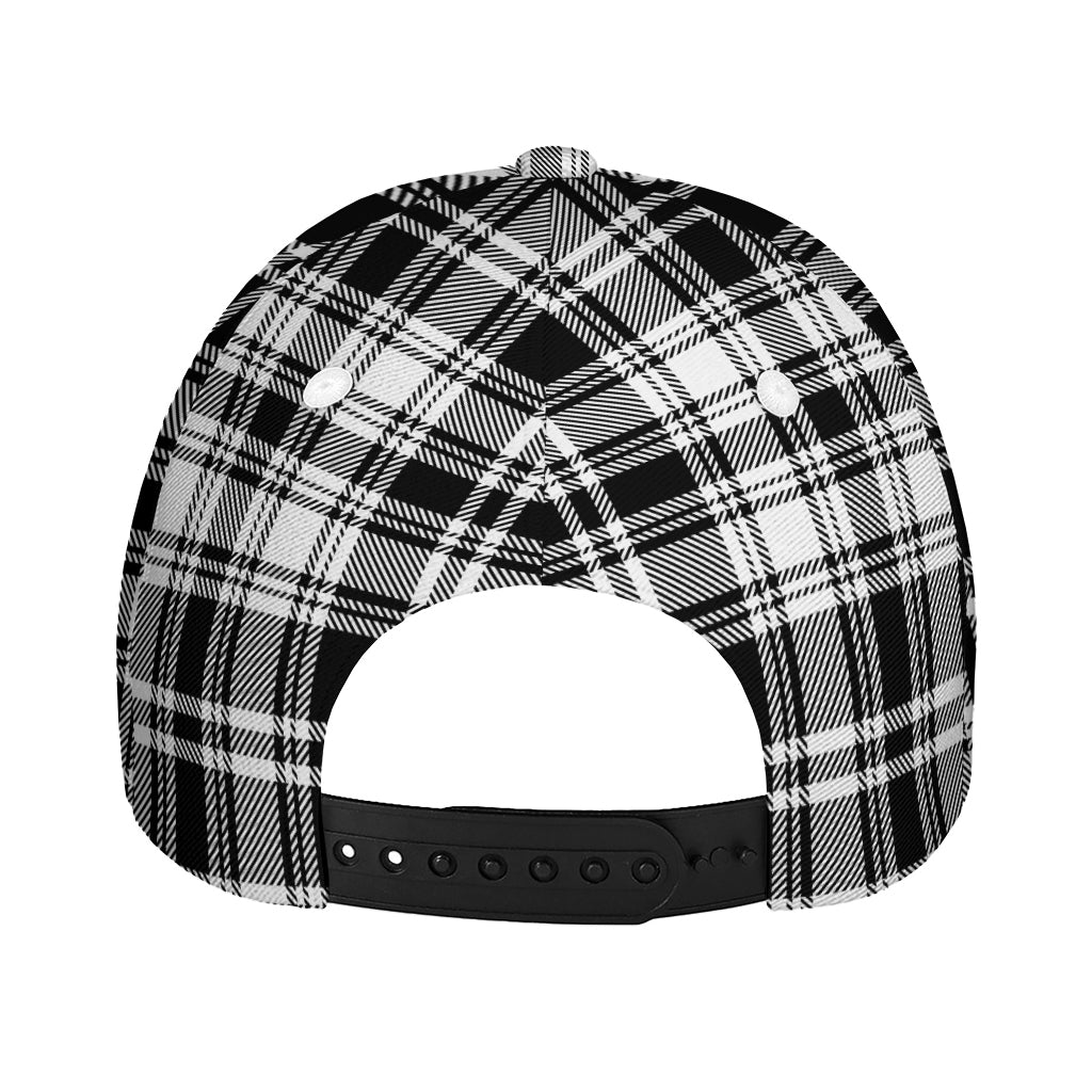 Black And White Plaid Pattern Print Baseball Cap