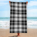 Black And White Plaid Pattern Print Beach Towel