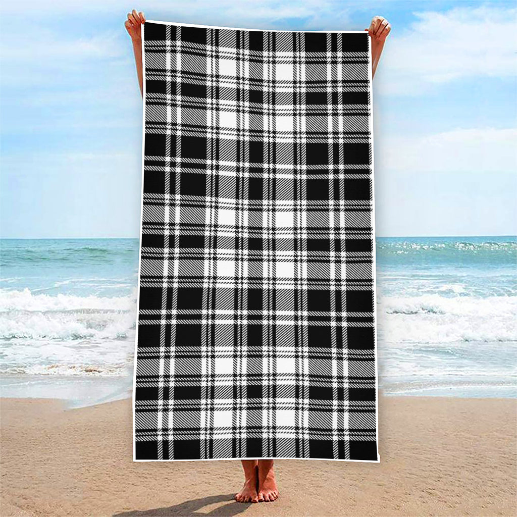 Black And White Plaid Pattern Print Beach Towel