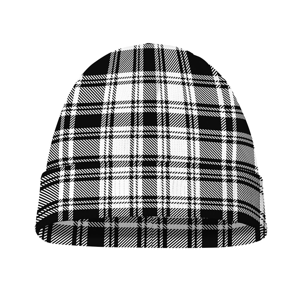 Black And White Plaid Pattern Print Beanie