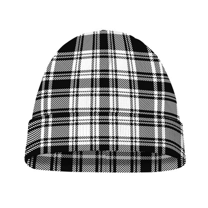 Black And White Plaid Pattern Print Beanie