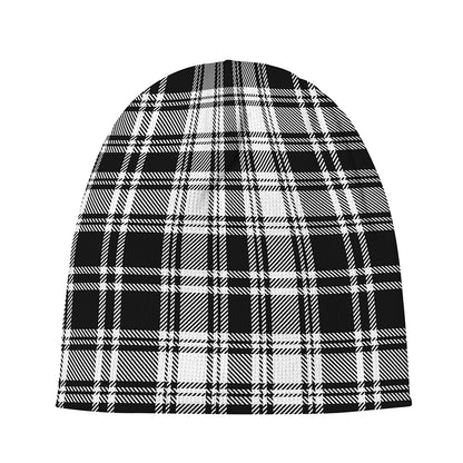 Black And White Plaid Pattern Print Beanie