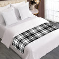 Black And White Plaid Pattern Print Bed Runner