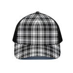 Black And White Plaid Pattern Print Black Mesh Trucker Cap