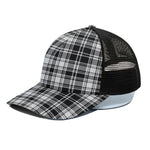 Black And White Plaid Pattern Print Black Mesh Trucker Cap