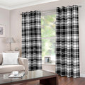 Black And White Plaid Pattern Print Dimout Grommet Curtains