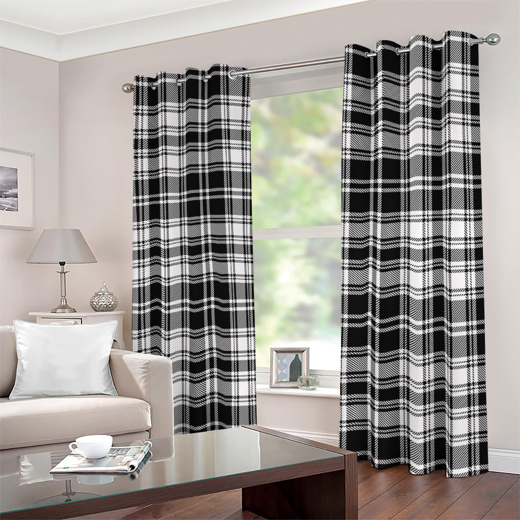 Black And White Plaid Pattern Print Blackout Grommet Curtains