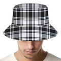 Black And White Plaid Pattern Print Bucket Hat