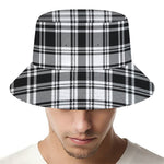Black And White Plaid Pattern Print Bucket Hat