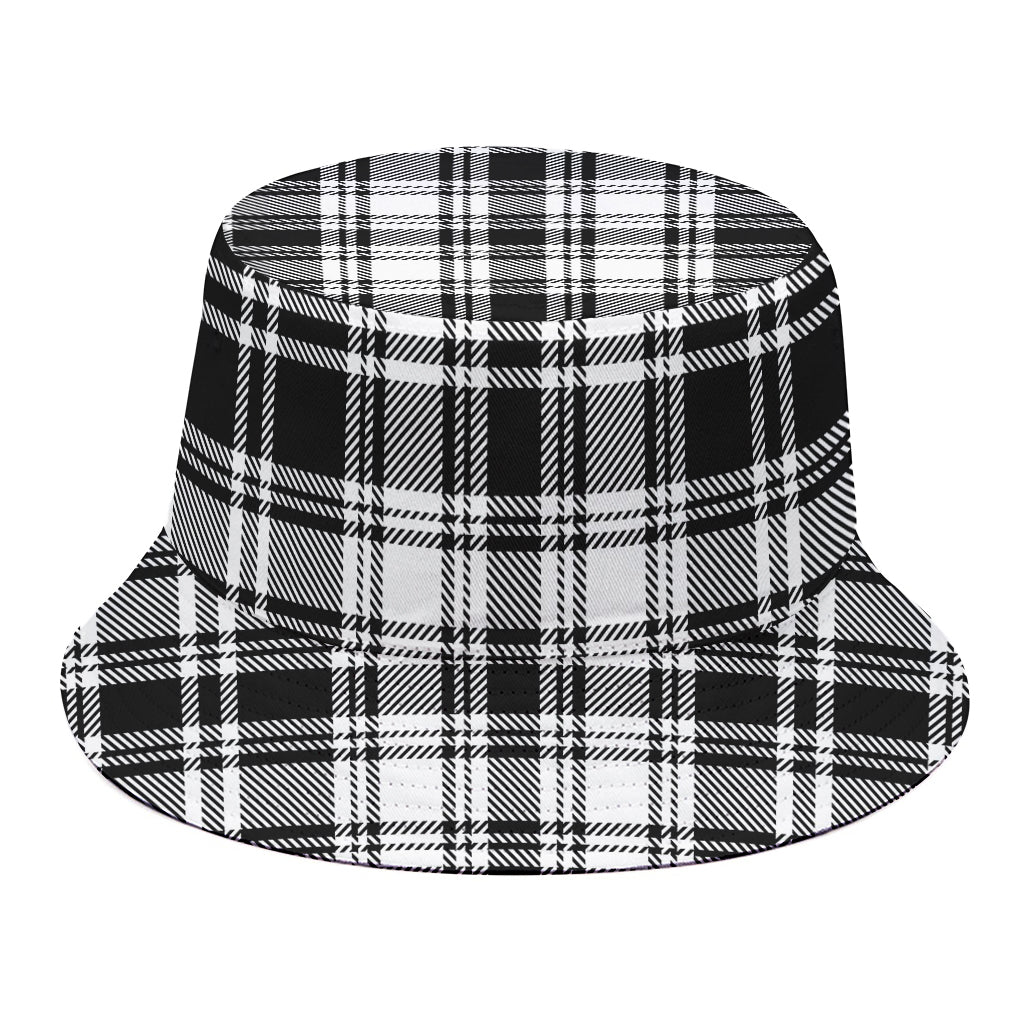 Black And White Plaid Pattern Print Bucket Hat