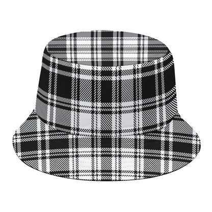Black And White Plaid Pattern Print Bucket Hat