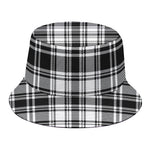 Black And White Plaid Pattern Print Bucket Hat