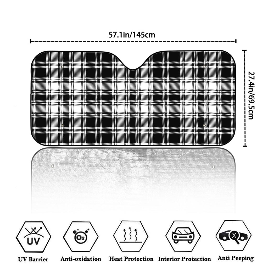 Black And White Plaid Pattern Print Car Windshield Sun Shade