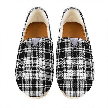 Black And White Plaid Pattern Print Casual Shoes