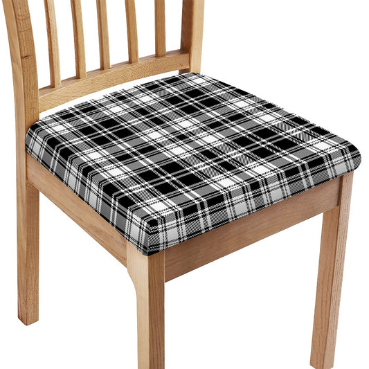 Black And White Plaid Pattern Print Chair Cushion Cover