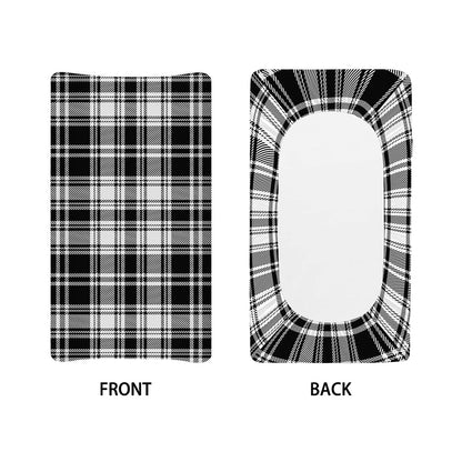 Black And White Plaid Pattern Print Changing Pad Cover