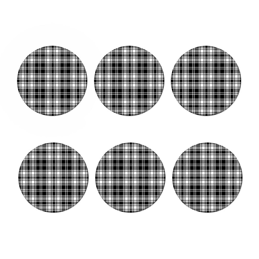Black And White Plaid Pattern Print Coaster Set