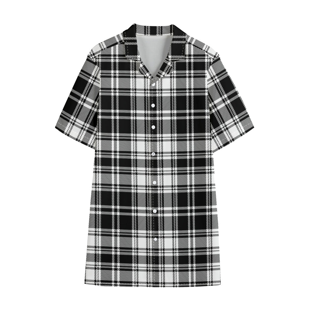 Black And White Plaid Pattern Print Cotton Hawaiian Shirt