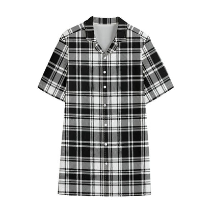 Black And White Plaid Pattern Print Cotton Hawaiian Shirt